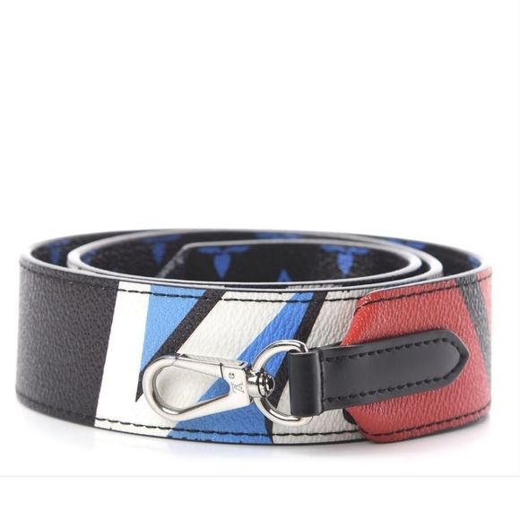 Louis Vuitton Bag Strap Black/Blue Race Collection Shoulder Bandouliere Monogram - Picture 2 of 10